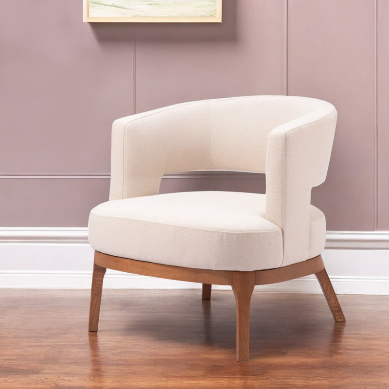 Fauteuil rembourré beige Gracie Mills, 27.2" H x 26.8" W x 27.2" D