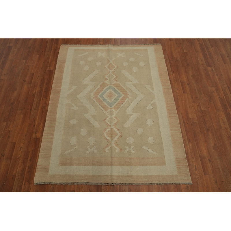 Subtle Geometric Patterns & Textures Neutral Toned Rug 5x6