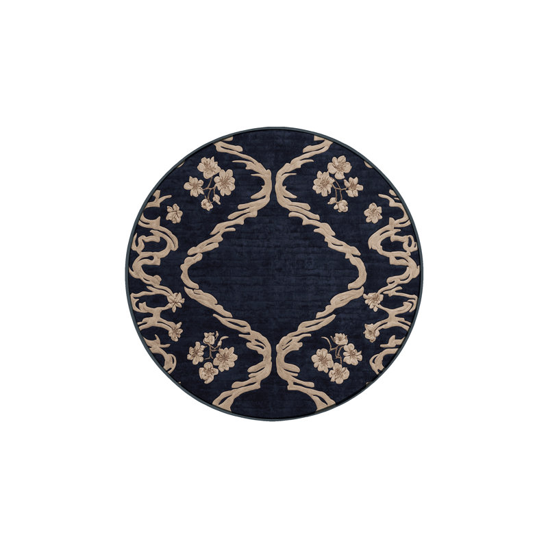 Machine Washable Gray Area Rug, Round 4'