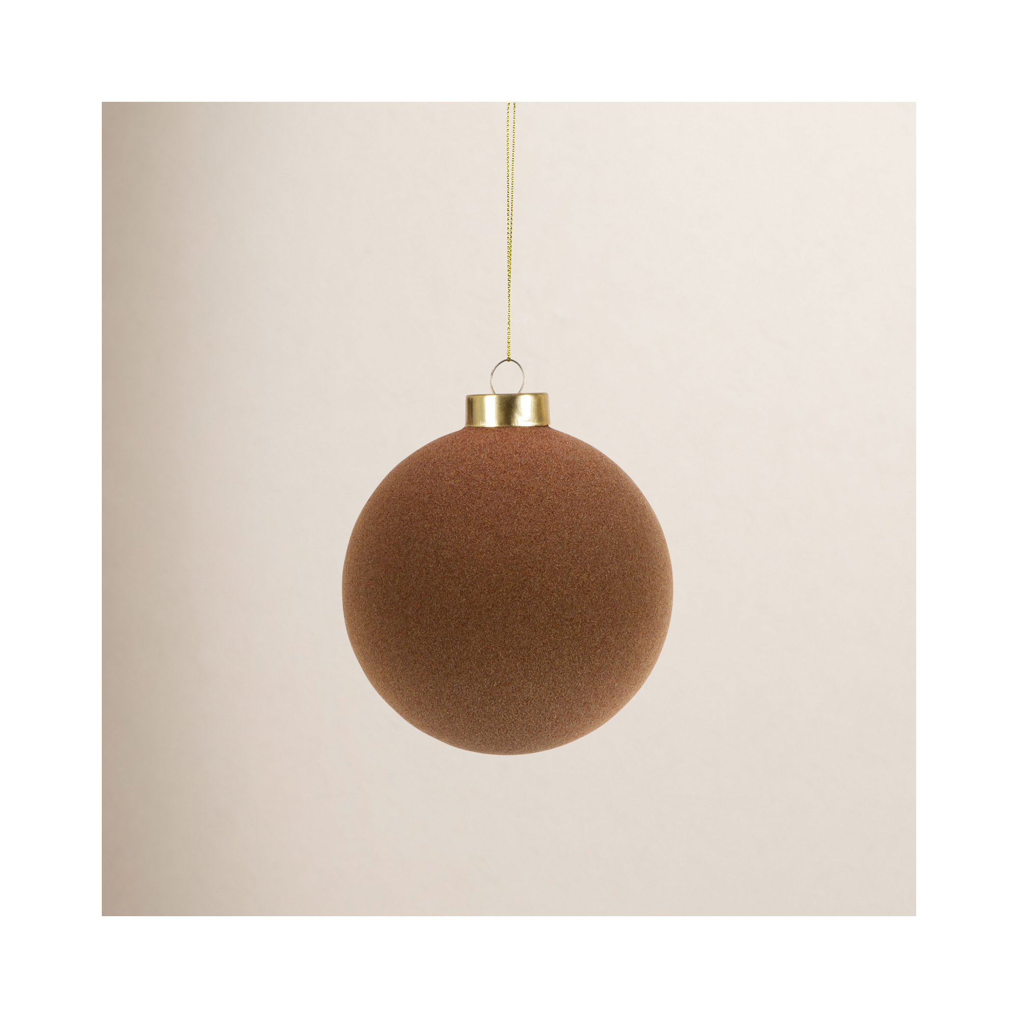  Flocked Ornament, 4"  , Brown