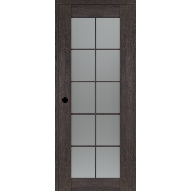 Porte standard préfinie en bois manufacturé et vitré Avon 10 Lite, 29,75 po x 79,37 po, Chêne Veralinga, À droite