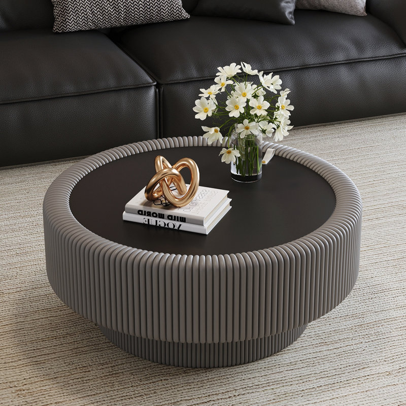 Table basse 31,5 po, H 15,57 po x l 31,5 po x P 31,5 po, Noir/gris