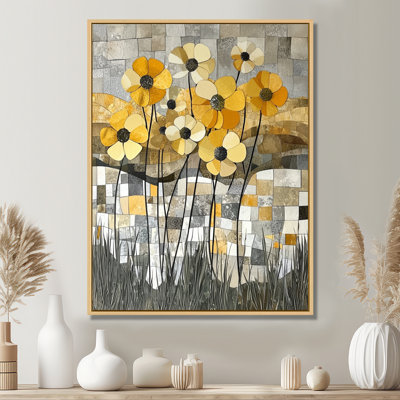 «Summer Mosaic Flower On Grey Desert Blossom II», art mural sur toile