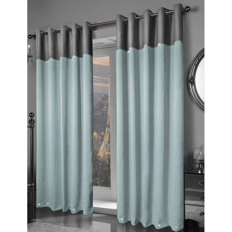 Ladejah Room Darkening Curtain Pair, 167 W x 182 D cm, Emerald Green Silver