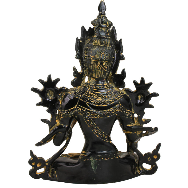 Statue de divinité bouddhiste, Noir / or