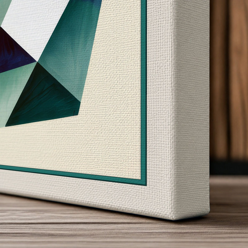 Teal Forms Geometric - Wrapped Canvas, 30x20 - 76.2 x 50.8 cm, Cream Border