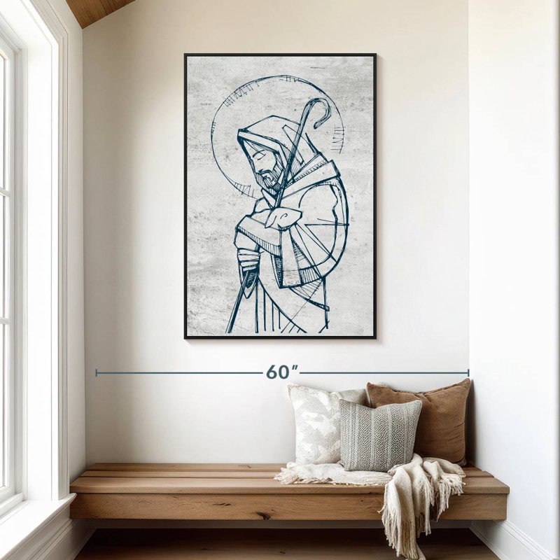 Jesus The Good Shepherd, 31" X 46", Floating Frame Black