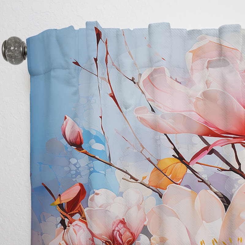 Valija Magnolias Representation Multicolored Acrylic II - Traditional Velvet Curtain - 1 Panel, 52" W x 95" L