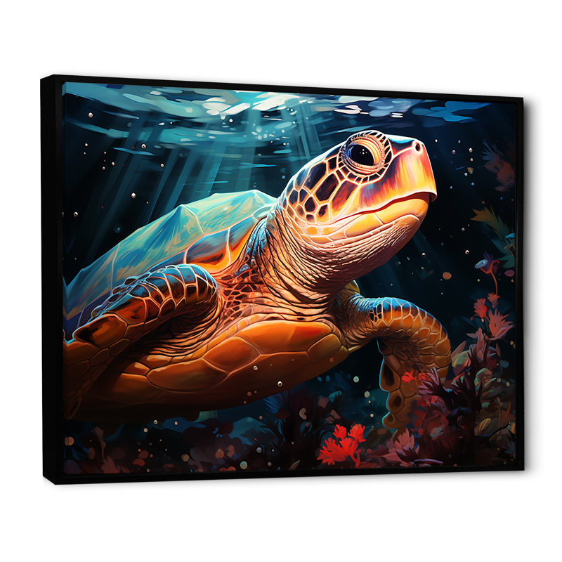 Contemporary Marine Life III, Cadre flottant noir, H 34 po x l 44 po x P 1,5 po