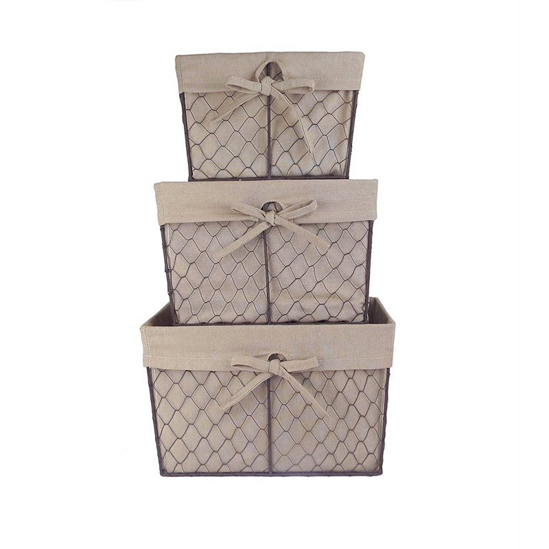 Gracie Oaks Colgate Fabric Decorative Basket, Rustic Natural