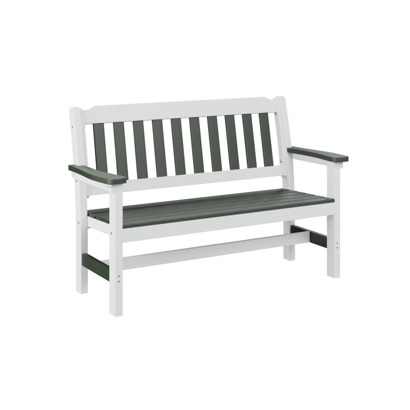 Banc de jardin Berlin Gardens, Plateau en noyer brésilien avec base blanche, H 36 po x l 55 po x P 22 po