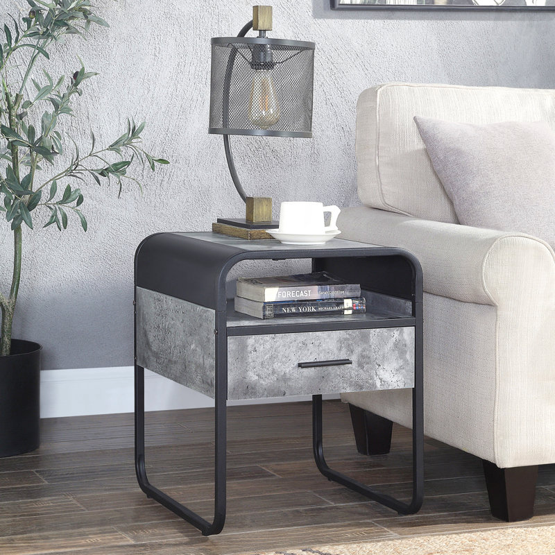 Table de bout au design élégant et moderne 1Pc avec tiroir et tablette