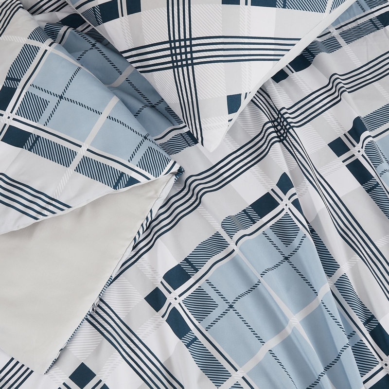Truly Soft Lars Plaid Microfiber Duvet Sets, Queen Duvet Cover + 2 Standard Pillow Shams
