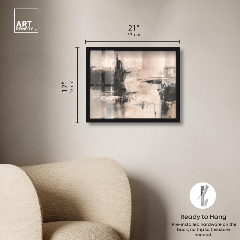 «Grainy Wall Echoes I Shadowbox Print» par Art Remedy, Noir, H 17 po x l 21 po