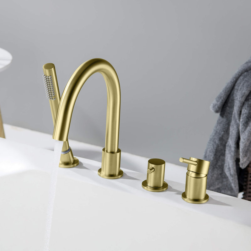 Robinet de baignoire romaine monocommande à fixation sur le comptoir, Or brossé