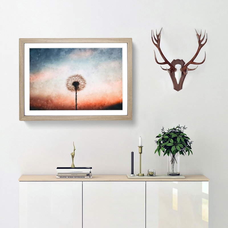 Dandelion - Picture Frame Painting Print, 24cm H x 33cm W x 2cm D, Oak Framed