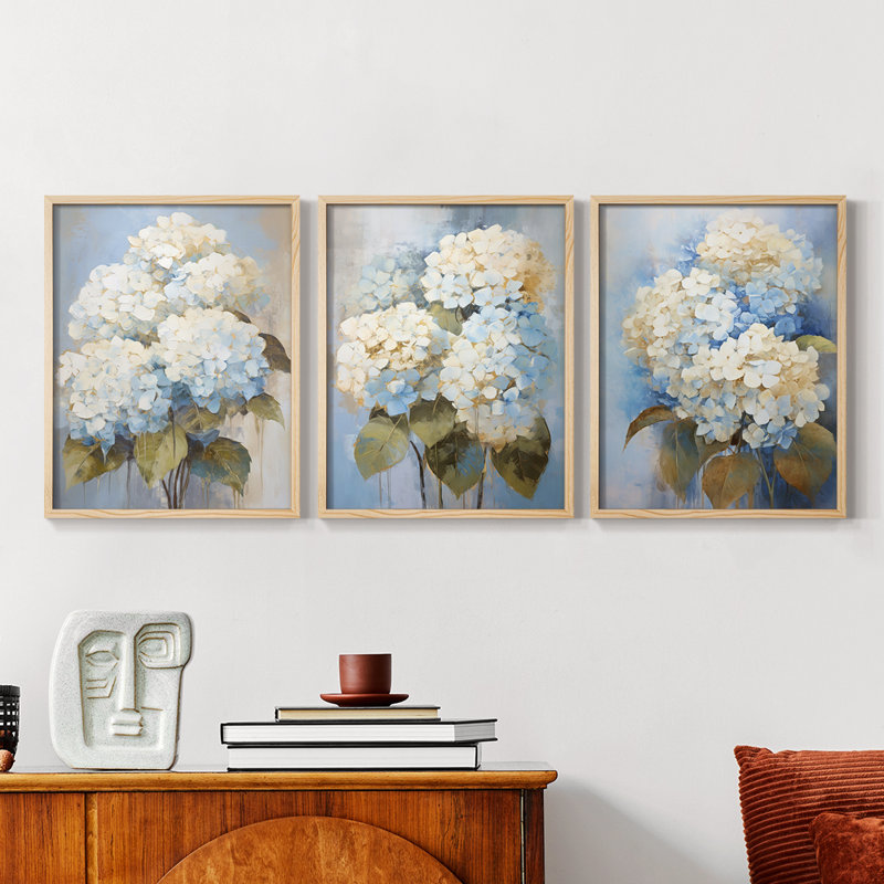 Étude florale, série XXXV, ensemble de 3 estampes numériques, prêt à accrocher, Naturel, H 28 po x l 66 po