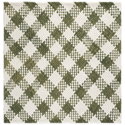 Natural Fiber Couture Handwoven Wool;Cotton Plaid Indoor Rug