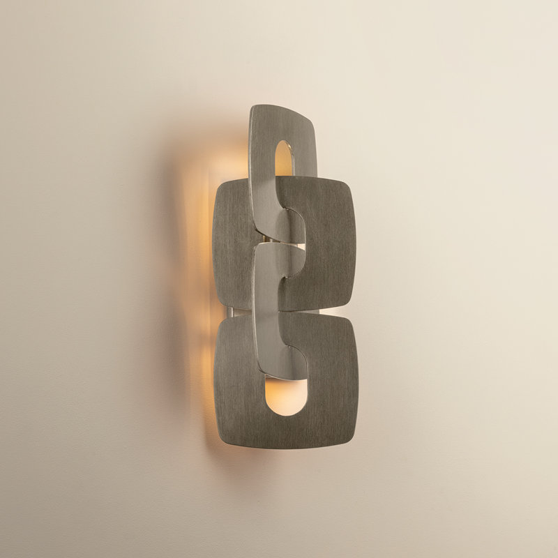 Trentino Wall Sconce in Stria Leaf, Silver