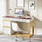 Sellma Tempered Glass Iron Computer Desk