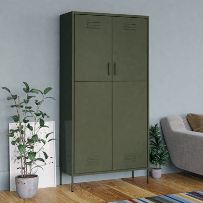 Armoire-penderie en acier vert olive - armoire de rangement 35,4 po x 19,7 po x 70,9 po avec tablettes réglables