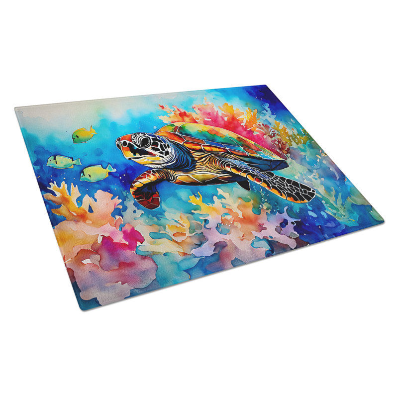 Loggerhead Sea Turtle Glass Cutting Board Large