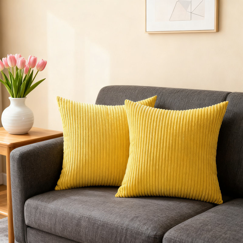 Soft Throw Pillow Cover 18"*18" 2 Pieces, 18"H x 18"W, Gray