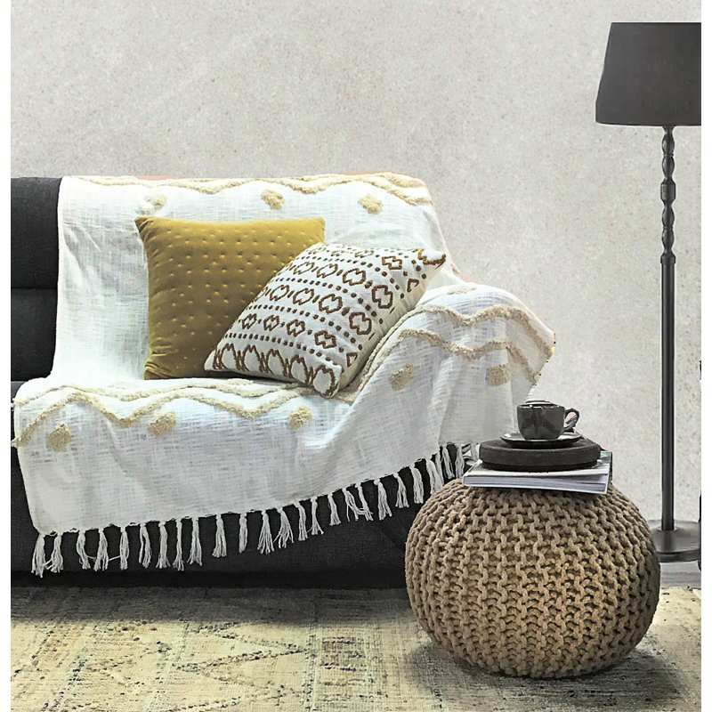 Allicyn Upholstered Pouf, Beige