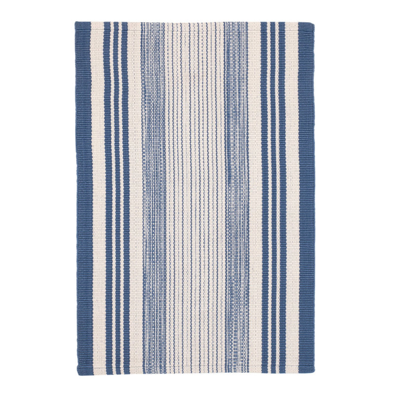 Quincy Stripe Denim Handwoven Indoor/Outdoor Rug, Rectangle 7'6" x 9'6"