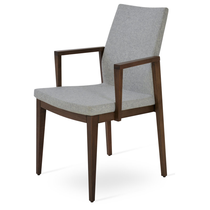 Fauteuil Pasha, Laine argentée, Noyer