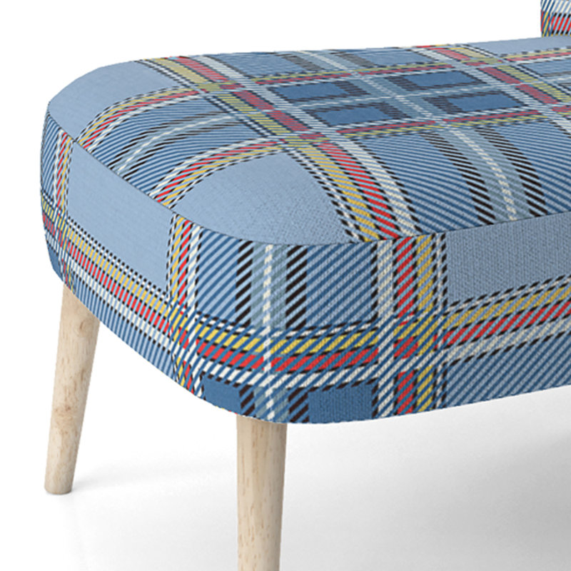 Chaise d'appoint rembourrée à motif Blue Tartan
