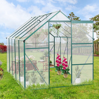 Serre en aluminium 6 x 10 pi avec toit incliné pour jardin de fleurs réglable