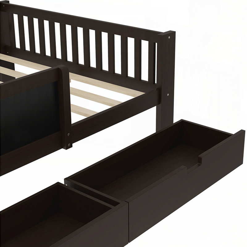 Lit plateforme Creative avec tête de lit et rangement intelligent, Lit double, Espresso