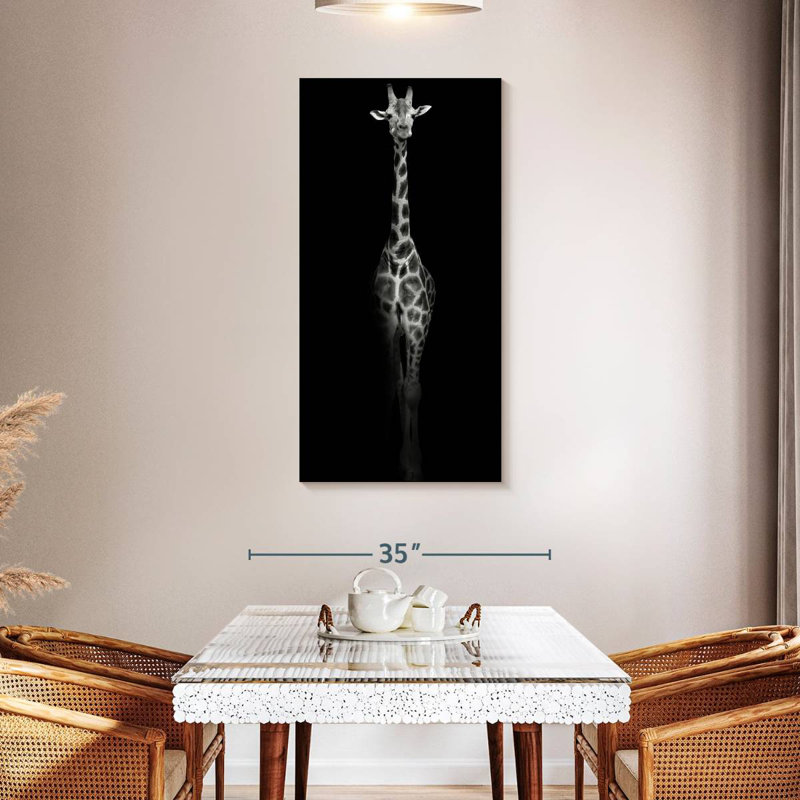 Portrait de girafe monochrome, H 48 po x l 24 po