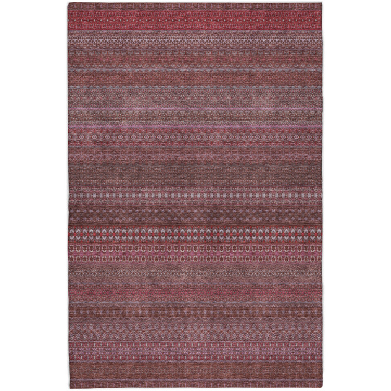 Premium Machine Washable Dream Shag ADS527 Striped Rug, 5' x 7'6", Merlot