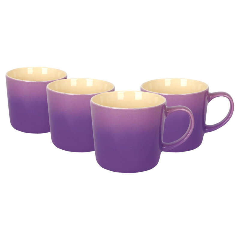 Argon Tableware - 330ml Ombre Coffee Mug - Glazed New Bone China Drinking Cup, 4, Purple