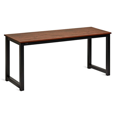 SwiftAim 63 Inch Computer Desk, Home & Office PC Laptop Study Writing Table Workstation with Leg Bars, Modern Simple Industrial Style, Rustic Brown