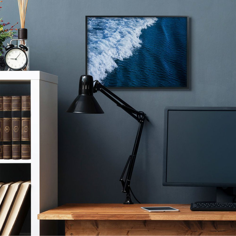«Blue Ocean Wave Crash», impression, H 24 po x l 30 po x P 1,5 po, Giclée encadrée noir minuit