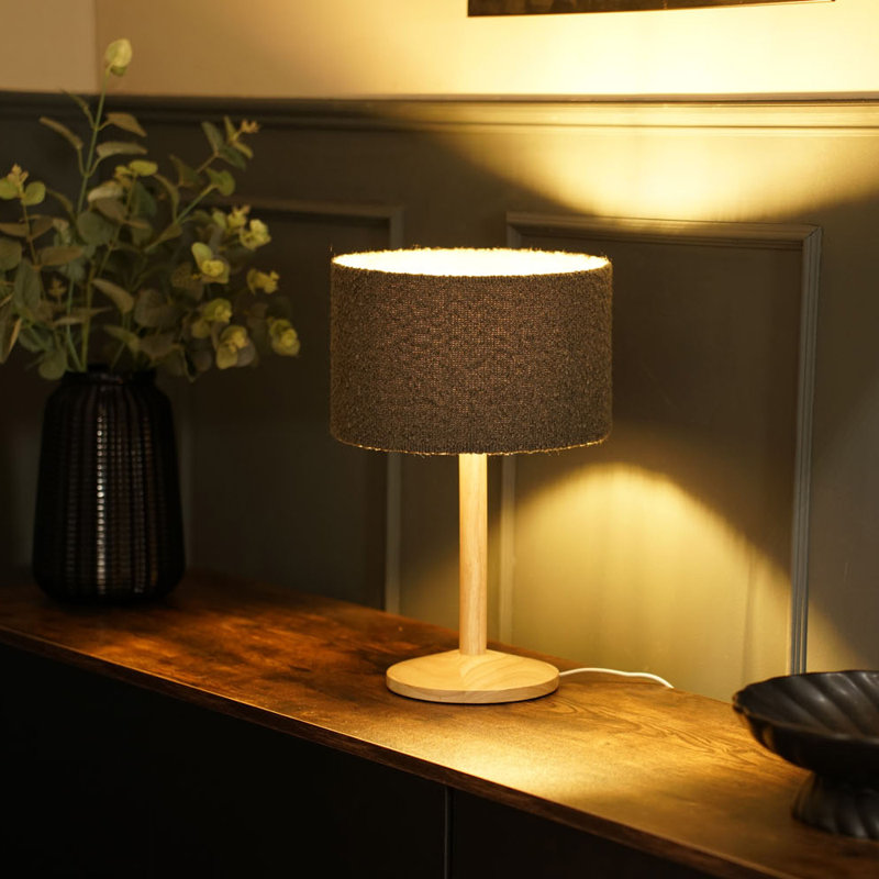 Carballeira Wood Table Lamp, Charcoal, Yes