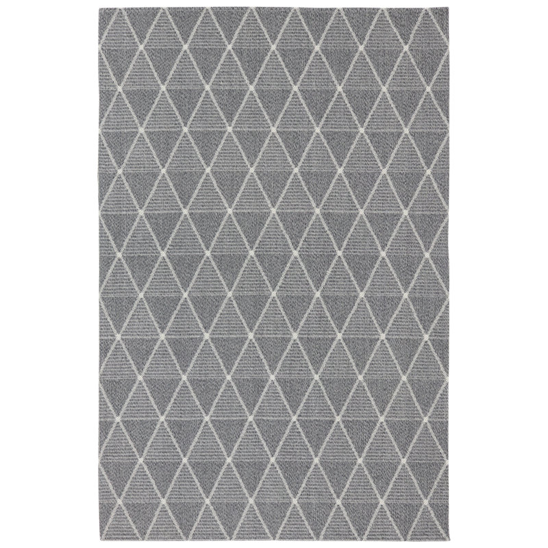 Schoenchen Traditional Flat Weave Charcoal Gray Lattice Indoor Area Rug - 5' x 7' 8", Rectangle 5' x 7'8''