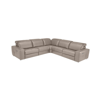 Malea 119"" Top Grain Leather Power Reclining 5-Piece Corner Sectional -  Casa Italia Furniture, MalAng6739