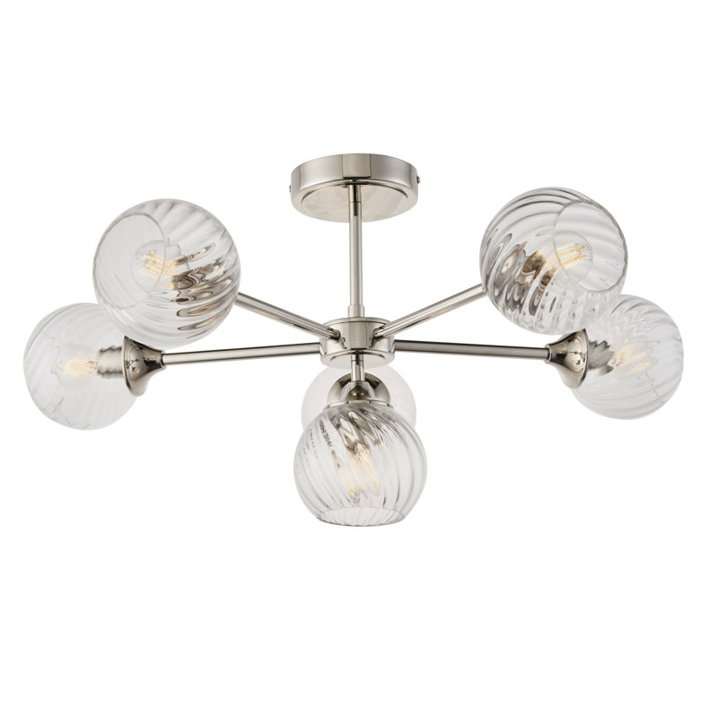 Londino Semi Flush Mount, Bright Nickel Plate/Clear