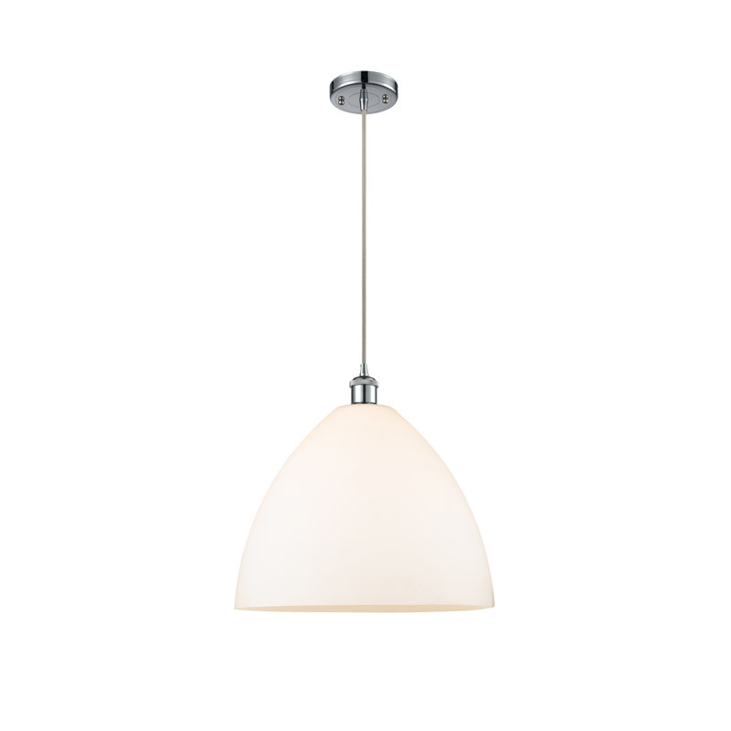 Haruka 1 - Light Single Pendant, White, 18.75" H x 16" W x 16" D, Polished Chrome