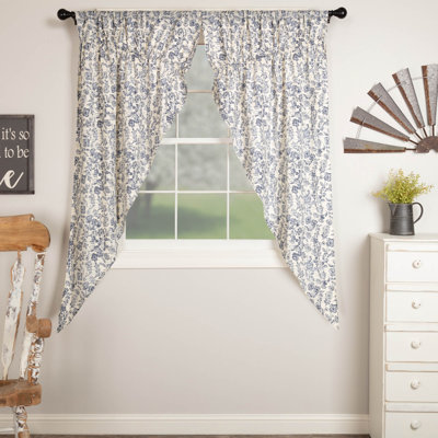 Blue Floral Prairie Curtain Set of 2