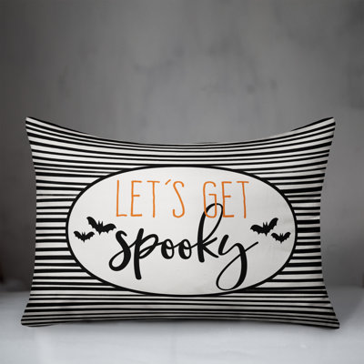  Lets Get Spooky Black Stripes Striped Lumbar Pillow