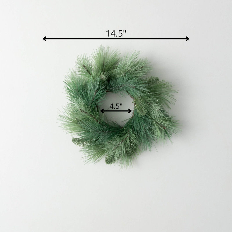 Anneau de Noël artificiel en pin givré 14,5 po, vert