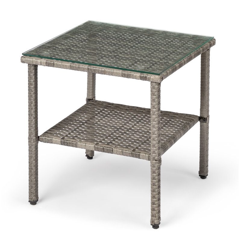 Table d'appoint de patio rectangulaire, Gris