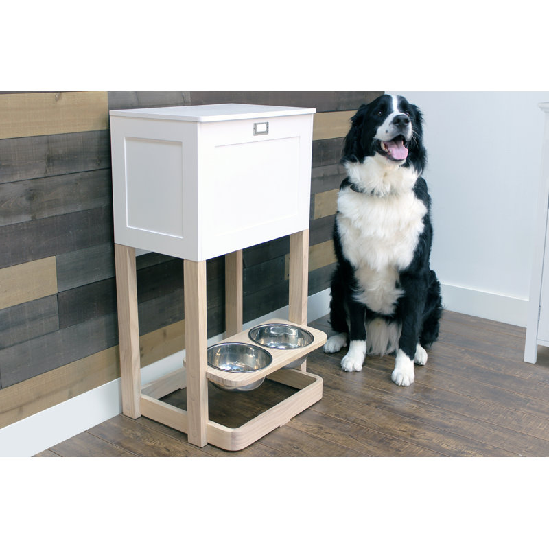 White Pine and MDF Elevated Pet Feeding Station