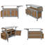 Îlot de cuisine pliable 60,6 po avec plateau en acier inoxydable - Chariot de préparation de barbecue mobile avec armoire de rangement et porte-serviettes - Cadre en bois massif - Noir-361010544