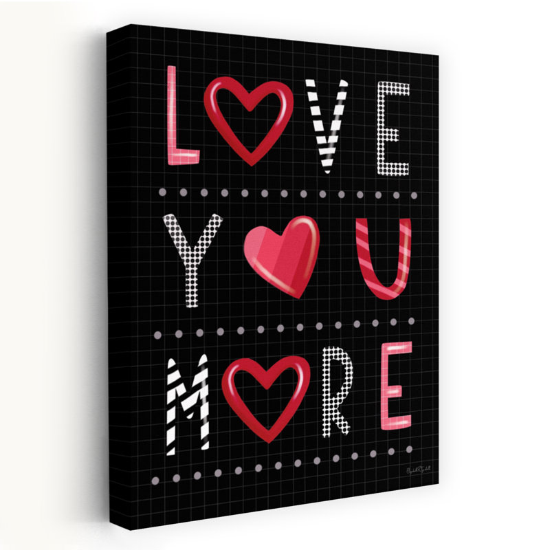 Love You More - Art contemporain typographique «Love You More» de la Saint-Valentin, H 32 po x l 48 po